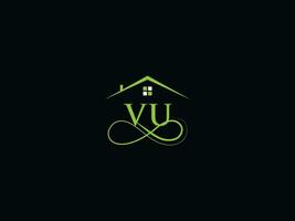 Luxury Vu Real Estate Logo Letter, Initial VU Logo building Icon Design For You vector