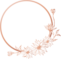 rosado oro circulo floral marco ilustración, transparente antecedentes png