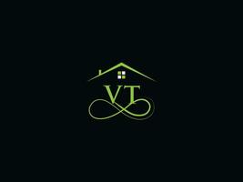 lujo Vermont real inmuebles logo carta, inicial Vermont logo edificio icono diseño para usted vector