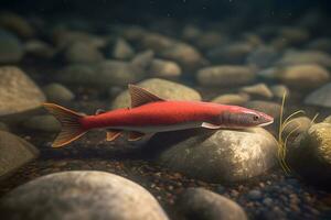 pescado nadar submarino. neural red ai generado foto