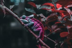 Beautiful of chameleon panther, chameleon panther on branch. Neural network AI generated photo