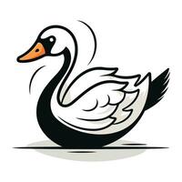 Swan icon isolated on white background. Vector illustration in cartoon style.