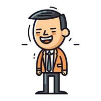 Businessman Smiling Face Cartoon Character Flat Design Style Vector Illustration