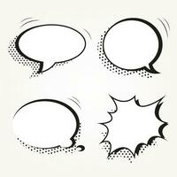 group elements set with black halftone shadows, Retro empty comic bubbles for comments vector