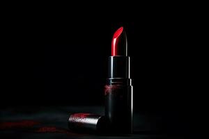 Lipstick on a black background. Neural network AI generated photo