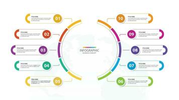 Infographic with 10 steps, process or options. vector