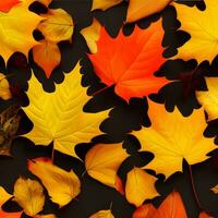 Autumn orange, leaves fall abstract background, leaf random element outdoor ai generative photo