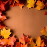 Autumn orange, leaves fall abstract background, leaf random element outdoor ai generative photo