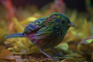 fantasía linda arco iris pájaro adecuado para niños libro. neural red ai generado foto