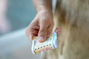 Man hand with indian rupees bills. Concept of financial operations in cash in India photo