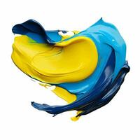 Smooth brush with strokes of oil paint, yellow and blue paint. AI Generative photo