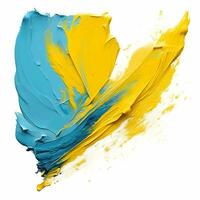 Smooth brush with strokes of oil paint, yellow and blue paint. AI Generative photo