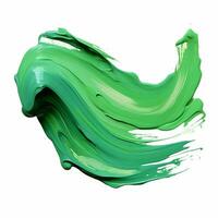 Smooth brush with strokes of oil paint, green paint. AI Generative photo