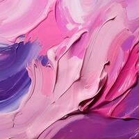 Smooth brush with strokes of oil paint, pink and purple paint. AI Generative photo