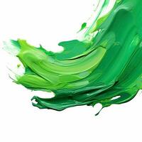 Smooth brush with strokes of oil paint, green paint. AI Generative photo