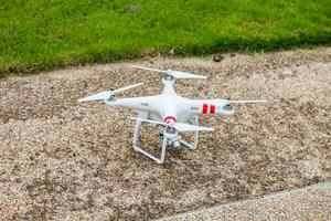 flying drone with camera prepair to fly photo