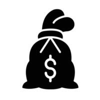 Money Bag Vector Glyph Icon For Personal And Commercial Use.
