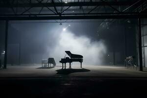 piano y fumar en escenario. neural red ai generado foto