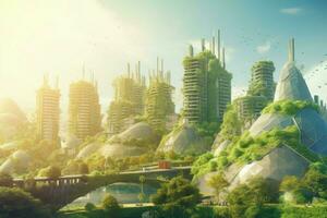 Smart eco city living. Generate Ai photo