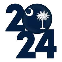 2024 banner with South Carolina state flag inside. Vector illustration.