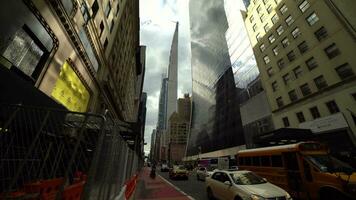 NEW YORK CITY, USA - SEPTEMBER 29, 2021 Pencil Towers and Road Traffic on Billionaires' Row on Cloudy Summer Day. video