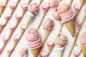 Macro shot photography ice cream background. AI Generative Pro Photo