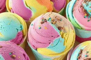 Macro shot photography ice cream background. AI Generative Pro Photo