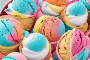 Macro shot photography ice cream background. AI Generative Pro Photo
