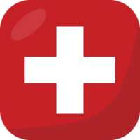 Switzerland flag square 3D cartoon style. png