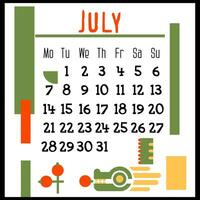 un cuadrado calendario página para julio 2024 con un verde geométrico continuar. aislado en un blanco antecedentes. el símbolo de el año de el continuar. el continuar come bayas. vector ilustración. color