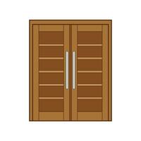 Kids drawing Vector illustration two panel stripped tile double door Isolated on White Background