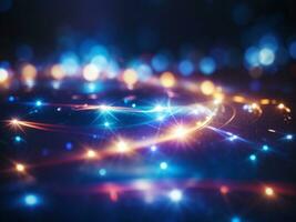 Blue And White colorful lens flare glowing light pattern in background AI Generated photo