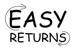 Easy returns illustration in black style, isolated on white background vector