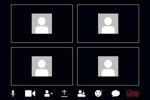 Landing video conferencing. Screenshot of the phone screen. Vector workspace page for video conferencing and work meetings