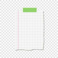 A square piece of paper attached with a piece of tape. vector