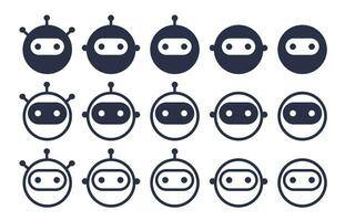 Robot chatbot head set. Vector flat and line style.
