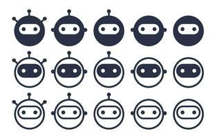 Robot chatbot head set. Vector flat and line style.