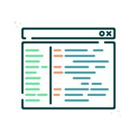 Vector line icon of coding, isolated on white background