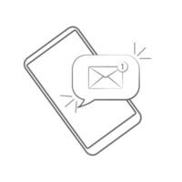 nuevo mensaje notificación concepto en teléfono inteligente con vacío pantalla. nuevo correo electrónico popular arriba. aislado en blanco antecedentes. vector