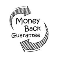 Money Back Guarantee illustration in black style vector