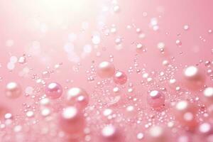 Abstract pink background with water drops and bokeh effect. 3d render, Pearl confetti on pink background, AI Generated photo