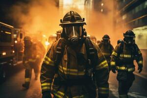 First responders, including police, paramedics, and firefighters, working together during a simulated anti-terrorism training exercise. Generative AI photo