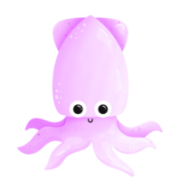 Cute squid cartoon drawing png