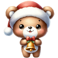 Watercolor Cute Illustration of Christmas Bear AI Generative png