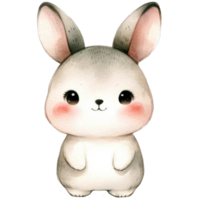 Watercolor Cute Rabbit AI Generative png