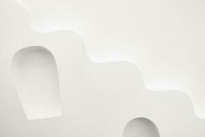 Background White Wall Studio Surface Texture with lines curve pattern,Modern exterior of concrete building with light and shadow on wall,Minimal architecture concept photo