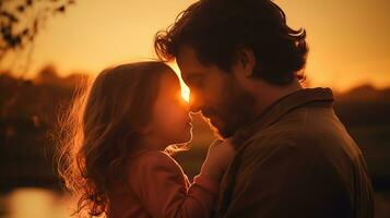 un contento hija y padre juntos., generativo ai foto