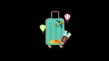 summer vacation Travel Tourism trip concept icon loop Animation video transparent background with alpha channel.