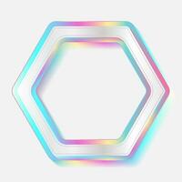 Holographic hexagon frame geometric abstract tech background vector