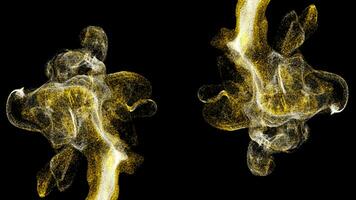 eisig Nebel Auswirkungen Rauch abstrakt Partikel Explosion Spritzen Flüssigkeit Animation mit schwarz Hintergrund video